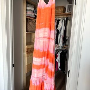 Mango Orange and Pink Tie-Dye Maxi Dress